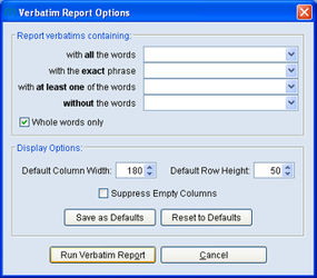 Verbatims verbatim-options dialog.jpg